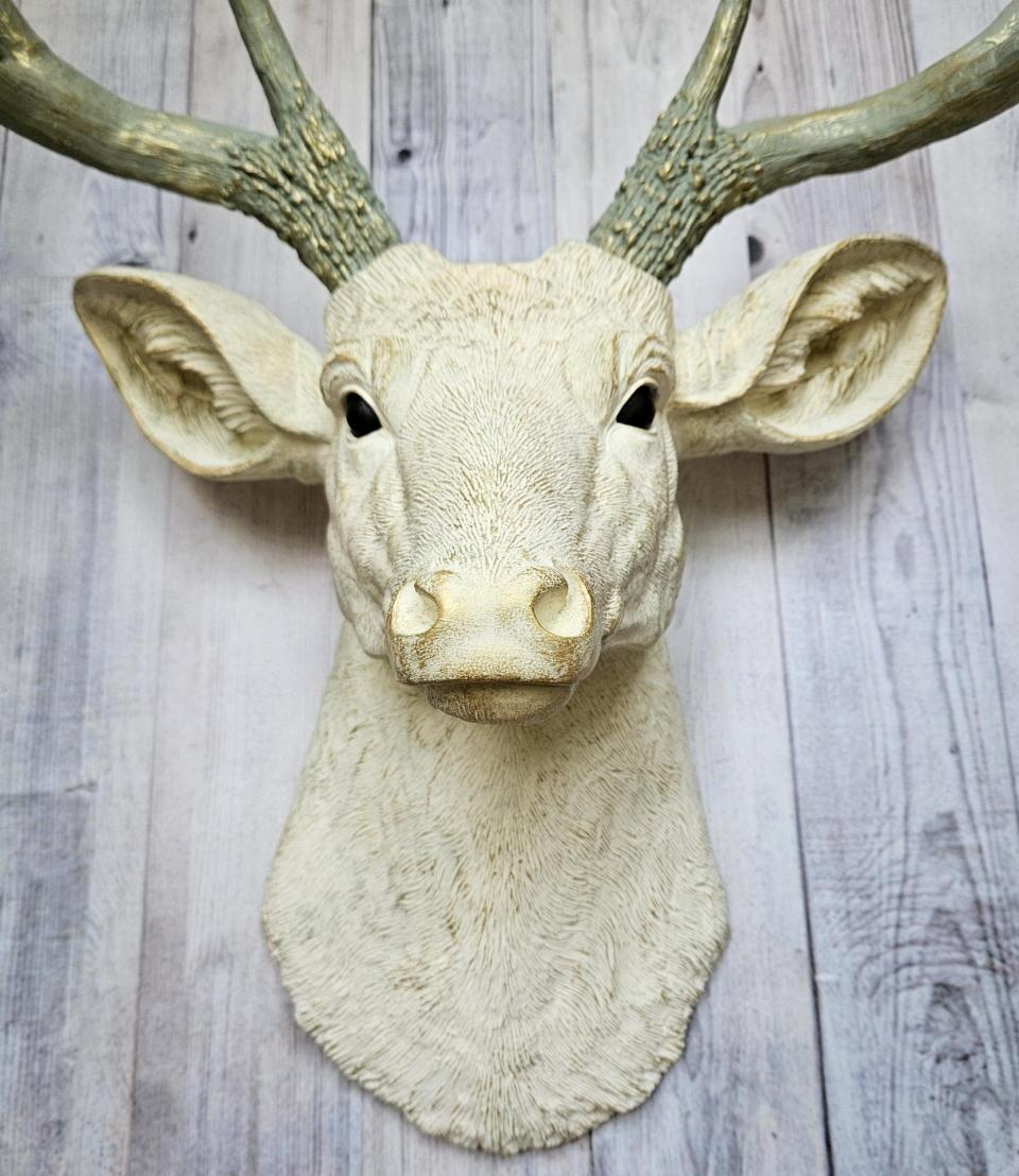 Faux Taxidermy Deer Head with Brass Butterfly, Stag Wall Mount