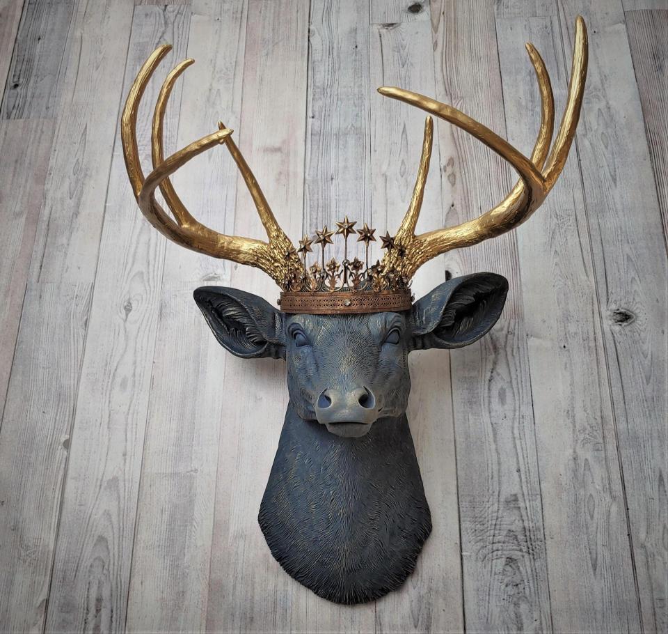 Faux Taxidermy Deer Head Wall Art, Faux Stag Head, Crowned Deer Head