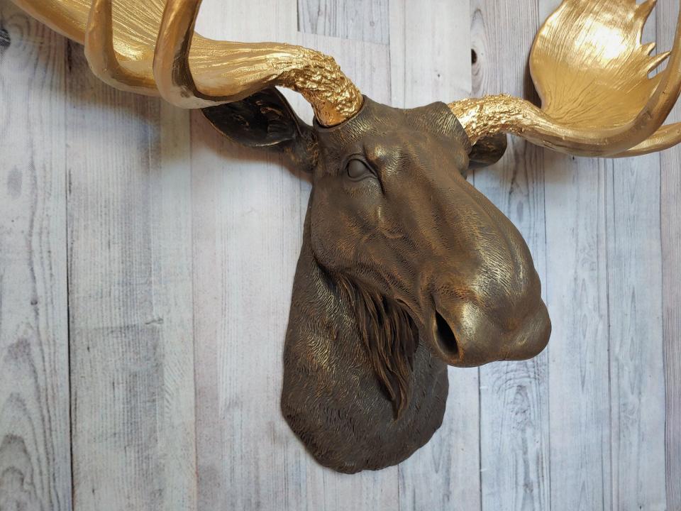 Faux Taxidermy Moose Head Wall Mount, Moose Head Wall Decor