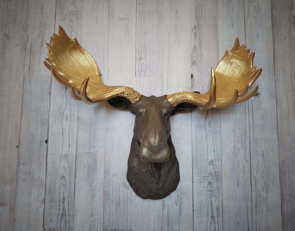 Faux Taxidermy Moose Head Wall Mount, Moose Head Wall Decor
