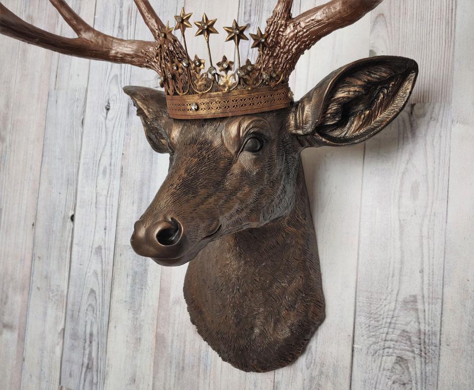 Faux Taxidermy Deer Head Wall Decor, Stag Head Wall Mount, Deer Head Wall Art, Crowned Deer Head