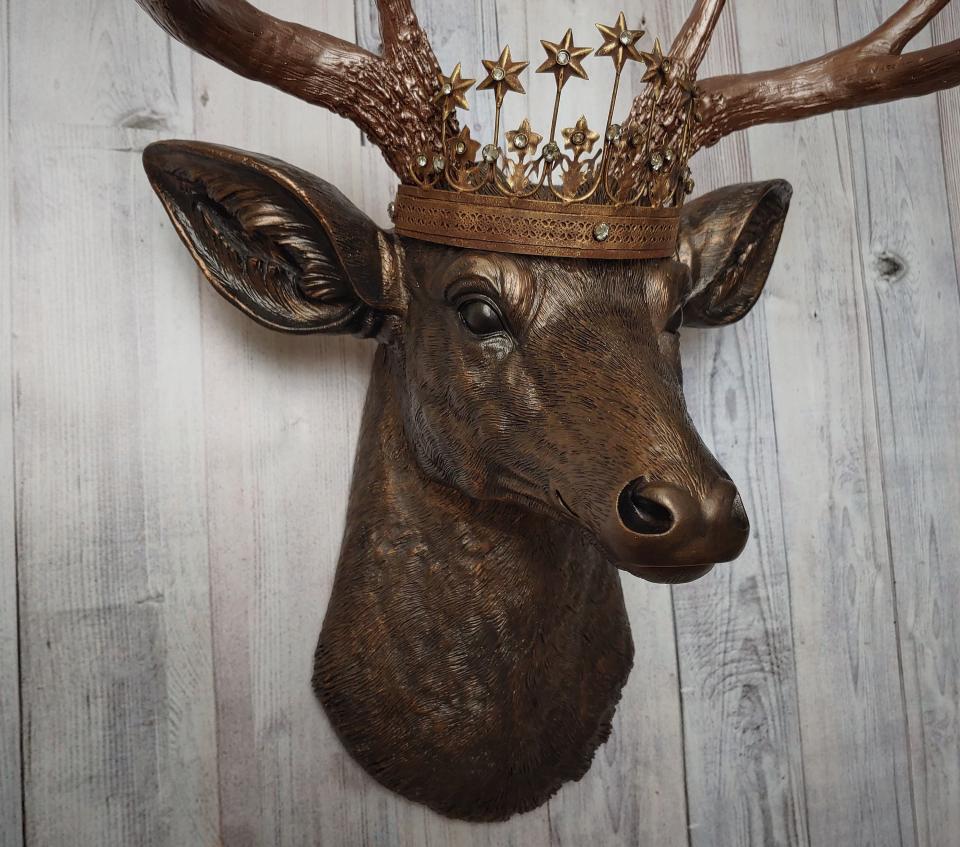 Faux Taxidermy Deer Head Wall Decor, Stag Head Wall Mount, Deer Head Wall Art, Crowned Deer Head