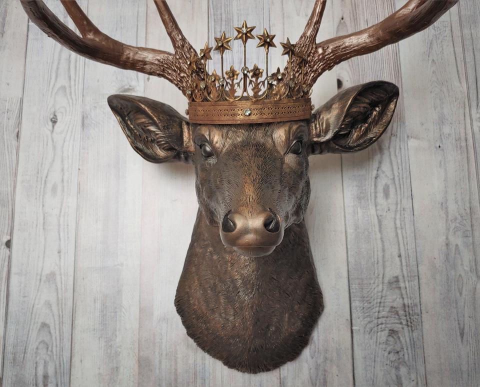 Faux Taxidermy Deer Head Wall Decor, Stag Head Wall Mount, Deer Head Wall Art, Crowned Deer Head