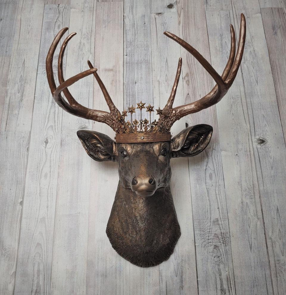 Faux Taxidermy Deer Head Wall Decor, Stag Head Wall Mount, Deer Head Wall Art, Crowned Deer Head