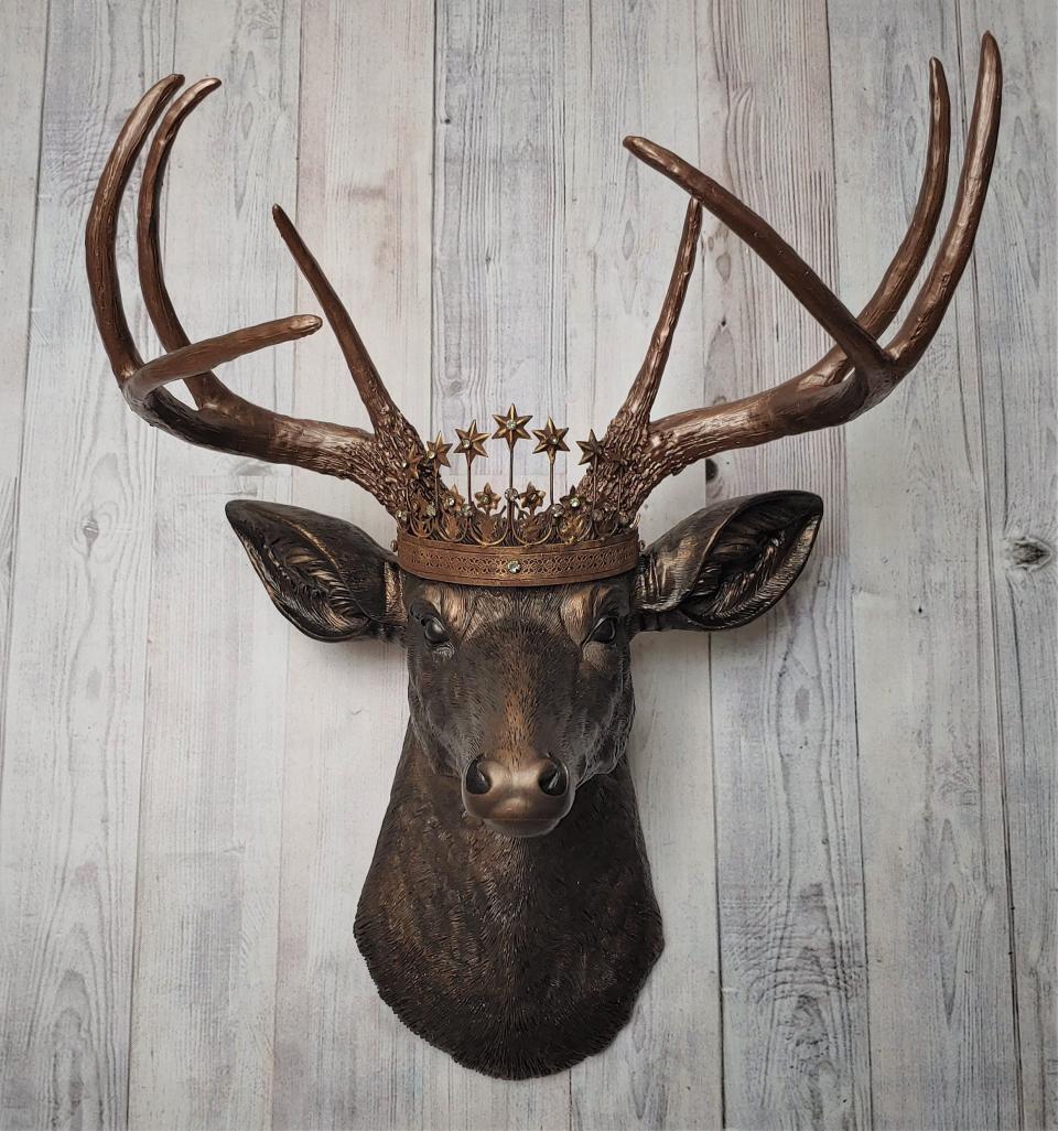 Faux Taxidermy Deer Head Wall Decor, Stag Head Wall Mount, Deer Head Wall Art, Crowned Deer Head
