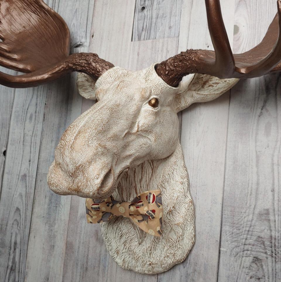 Faux Taxidermy Moose Head, Moose Head with Bow Tie