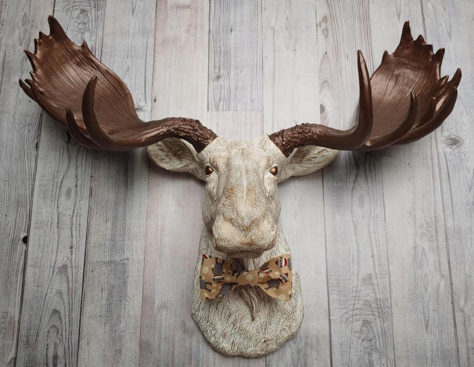 Faux Taxidermy Moose Head, Moose Head with Bow Tie