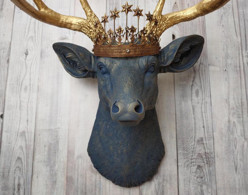 Faux Taxidermy Deer Head Wall Art, Faux Stag Head, Crowned Deer Head