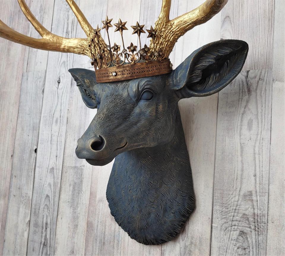 Faux Taxidermy Deer Head Wall Art, Faux Stag Head, Crowned Deer Head
