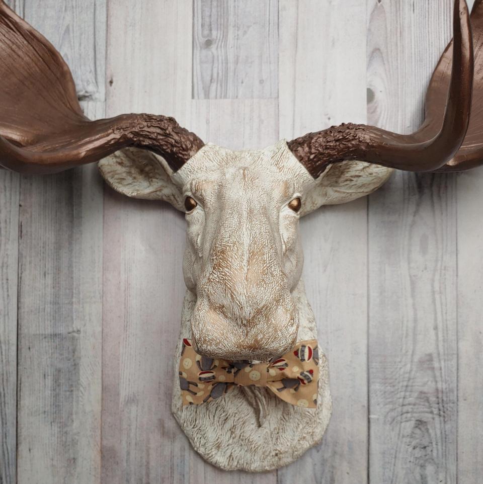 Faux Taxidermy Moose Head, Moose Head with Bow Tie