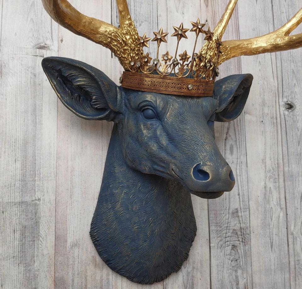 Faux Taxidermy Deer Head Wall Art, Faux Stag Head, Crowned Deer Head