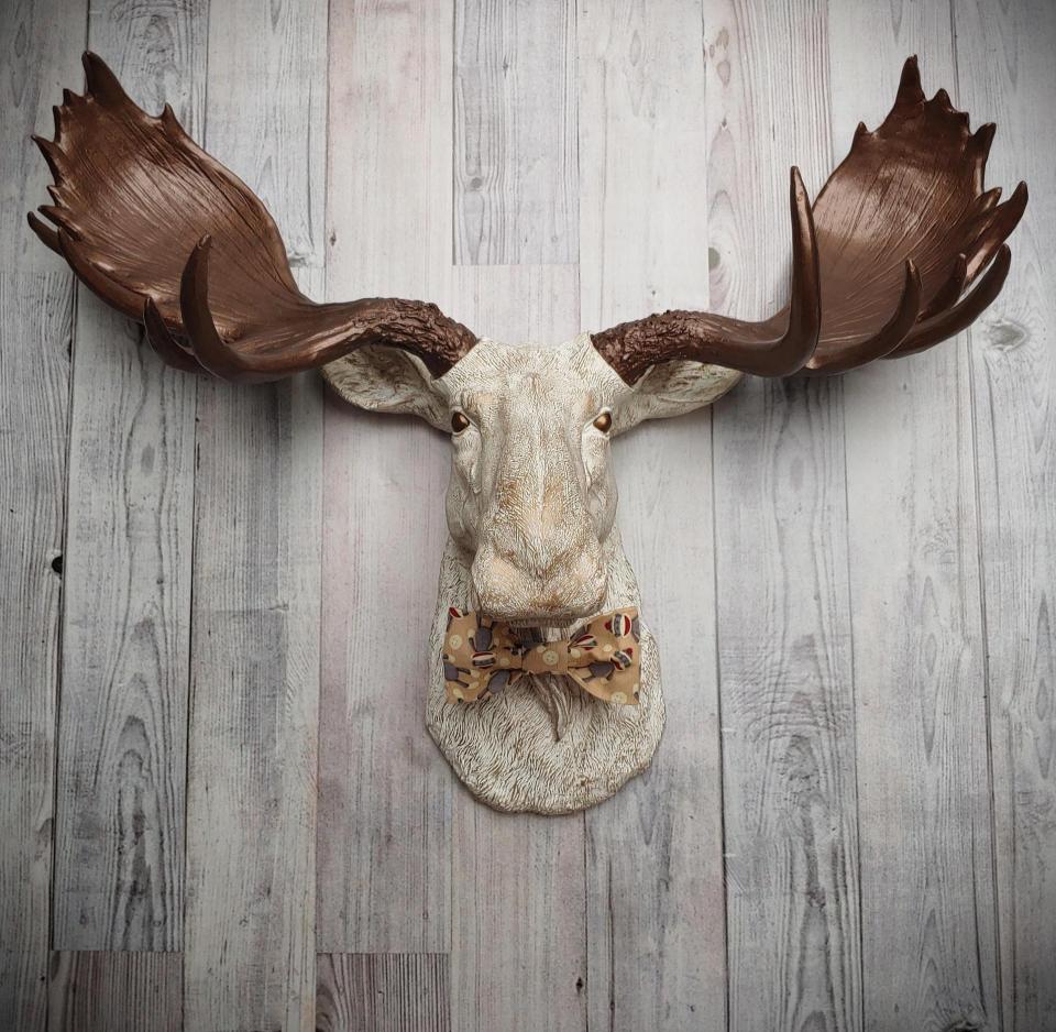 Faux Taxidermy Moose Head, Moose Head with Bow Tie