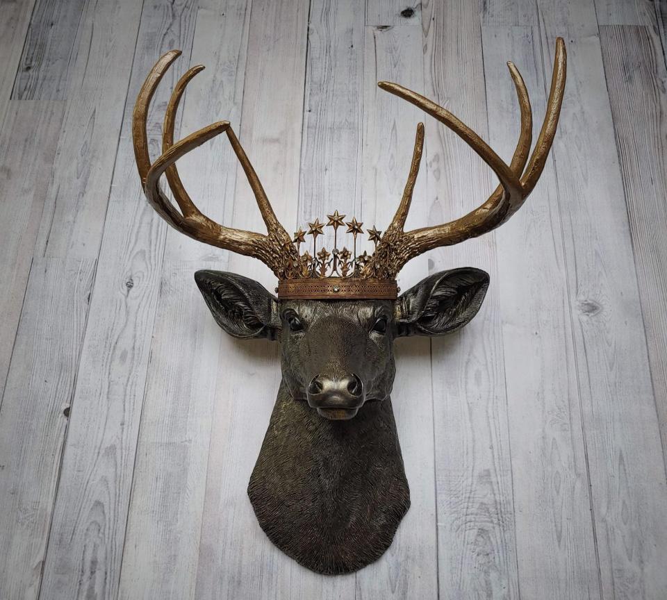 Faux Taxidermy Deer Head Wall Art, Faux Stag Head, Crowned Deer Head