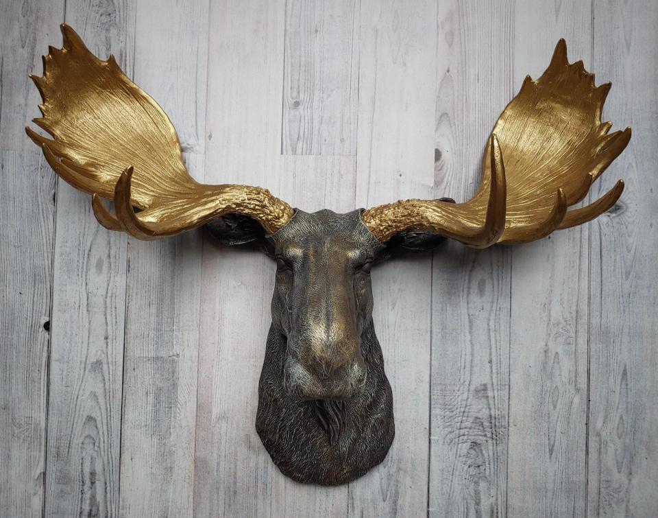 Faux Taxidermy Moose Head Wall Mount, Moose Head Wall Decor,  Moose Head Wall Art