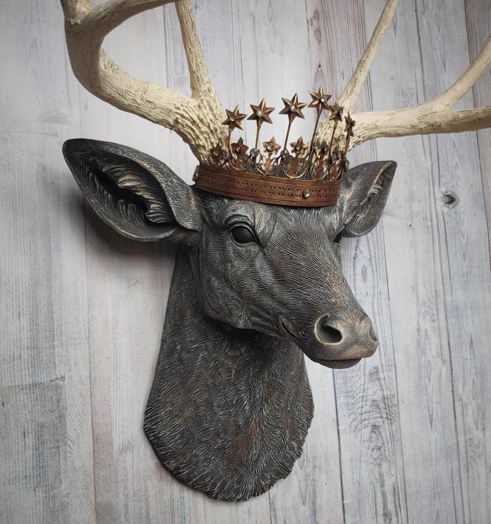 Faux Taxidermy Deer Head Wall Art, Faux Stag Head, Crowned Deer Head