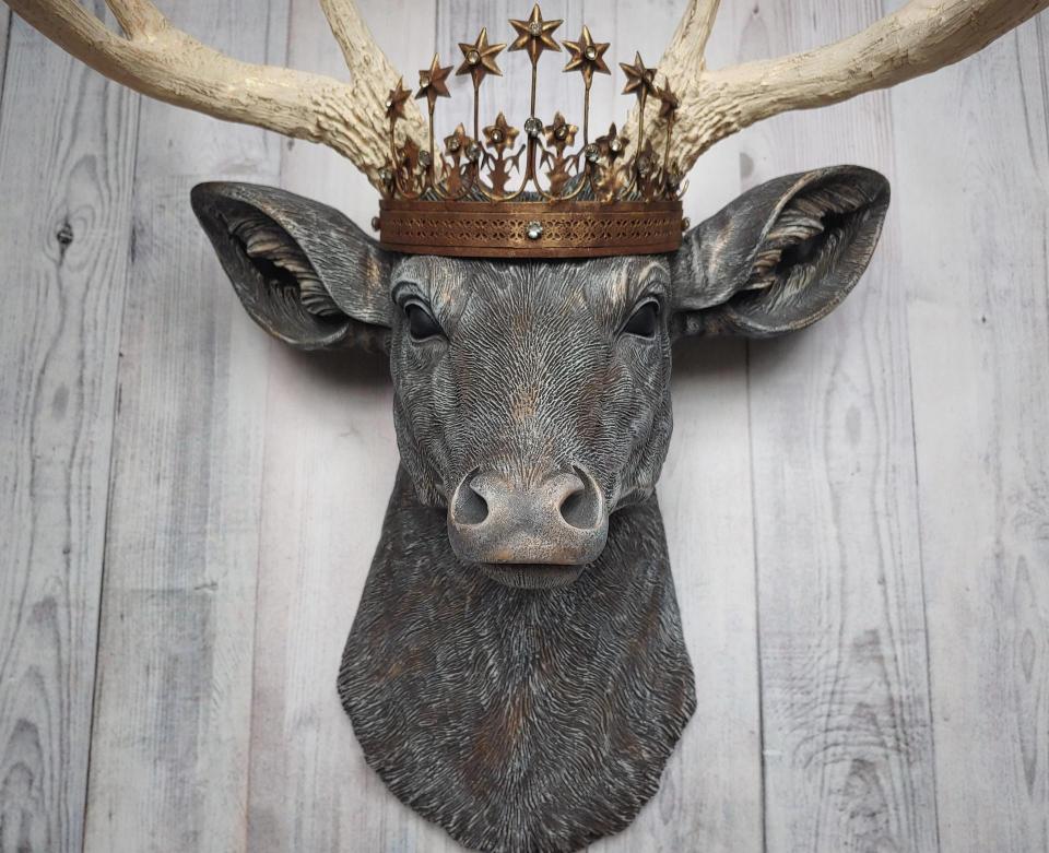 Faux Taxidermy Deer Head Wall Art, Faux Stag Head, Crowned Deer Head