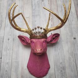 Faux Taxidermy Deer Head Wall Art, Faux Stag Head, Crowned Deer Head