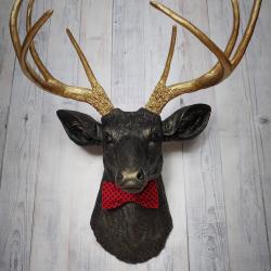 Faux Taxidermy Deer Head, Faux Stag Head, Deer Head with Bow Tie