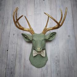 Faux Taxidermy Deer Head, Stag Head Wall Art, Deer Head with Bow Tie