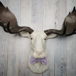 Faux Taxidermy Moose Head Wall Mount, Moose Head Wall Decor, Moose Head with Bow Tie