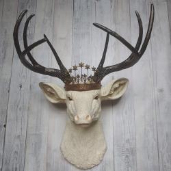 Faux Taxidermy Deer Head, Faux Stag Head, Deer Head with Crown