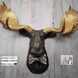 Faux Taxidermy Moose Head Wall Mount with Bow Tie