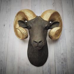 Faux Taxidermy Ram Head Wall Mount, Big Horn Sheep Wall Mount