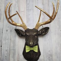 Faux Taxidermy Deer Head, Deer Head Wall Mount, Stag Head Wall Art, Deer Head with bow tie