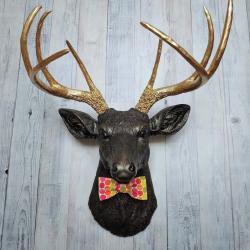 Faux Taxidermy Deer Head, Deer Head Wall Mount, Stag Head Wall Art, Deer Head with bow tie