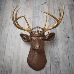 Faux Taxidermy Deer Head Wall Art, Faux Stag Head, Deer Head with Crown