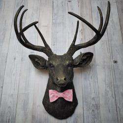 Faux Taxidermy Deer Head, Faux Stag Head, Deer Head with Bow Tie