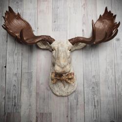 Faux Taxidermy Moose Head, Moose Head with Bow Tie