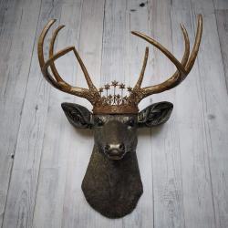 Faux Taxidermy Deer Head Wall Art, Faux Stag Head, Crowned Deer Head