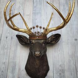 Faux Taxidermy Deer Head Wall Art, Faux Stag Head, Crowned Deer Head