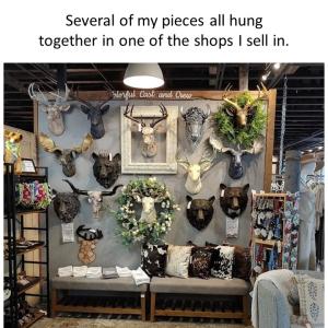 Faux Taxidermy Deer Head, Deer Head with Metal Floral Work