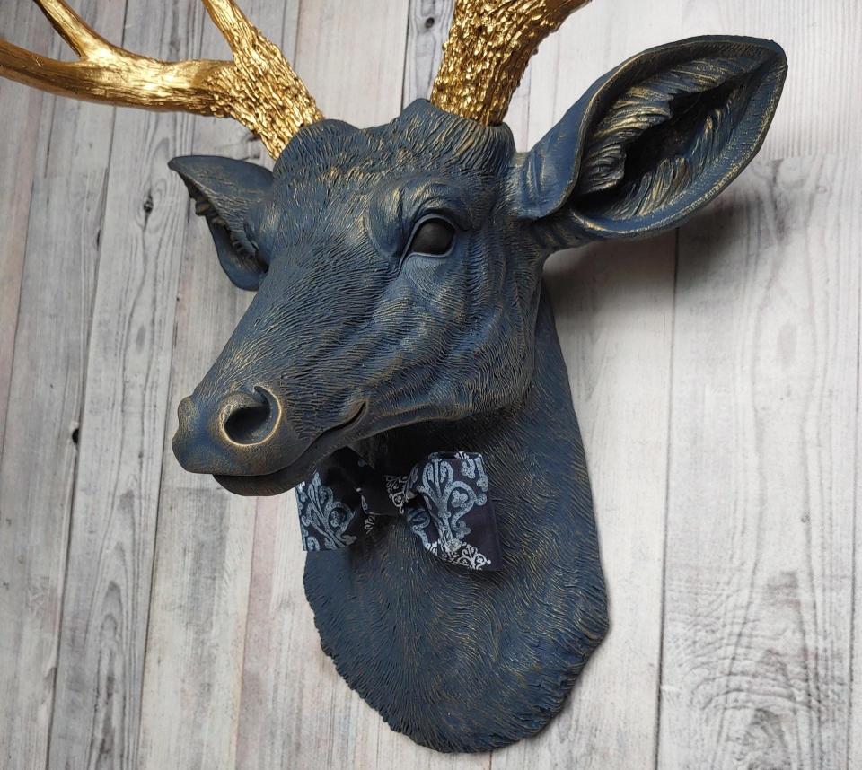Faux Taxidermy Deer Head, Stag Head Wall Mount, Deer Head with Bow Tie